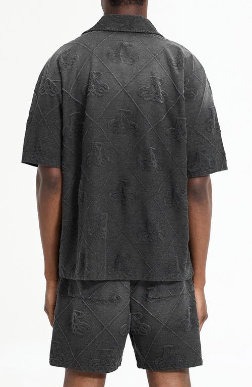 Shop Represent Textured Logo Knit Camp Shirt In Jet Black