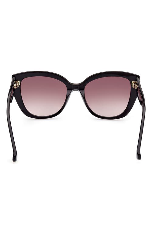 Shop Max Mara 54mm Cat Eye Sunglasses In Shiny Black/gradient Brown