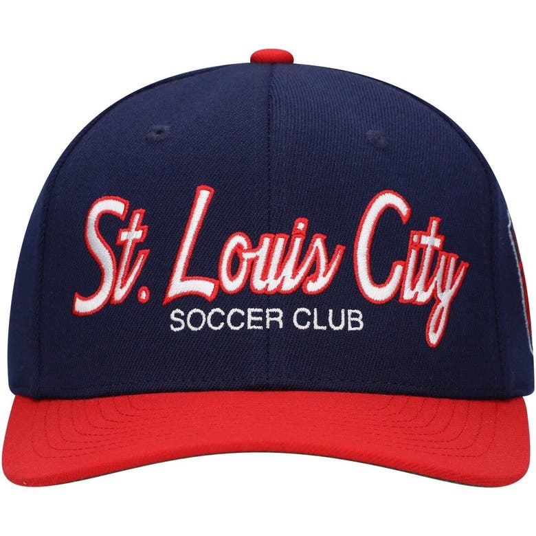 Mitchell & Ness Navy St. Louis City Sc Team Script 2.0 Stretch Snapback Hat