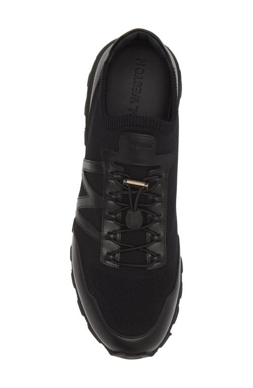 Shop Jm Weston On My Way Knit Sneaker In Black/black