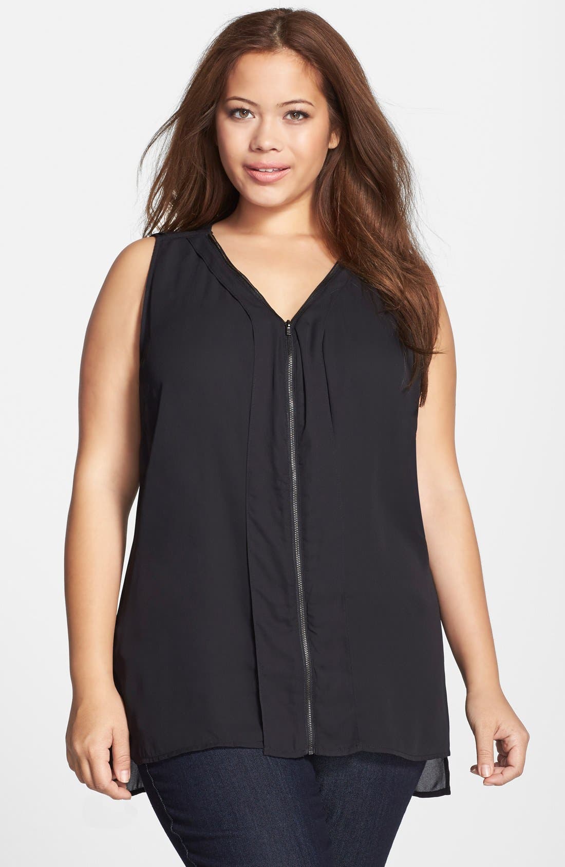 Lyssé 'Seguro' Sleeveless Zip Front Top (Plus Size) Nordstrom