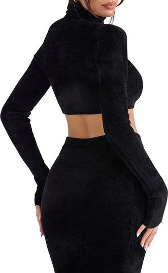 Black turtleneck crop sweater hotsell