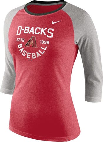 Men's Texas Rangers Nike Red/Royal Tri-Blend Raglan 3/4-Sleeve T-Shirt