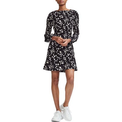 Maje Rockiz Daisy Print Long Sleeve Dress, Black