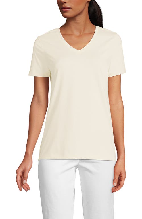 Shop Lands' End Relaxed Supima Cotton V-neck T-shirt In Fresh Ivory