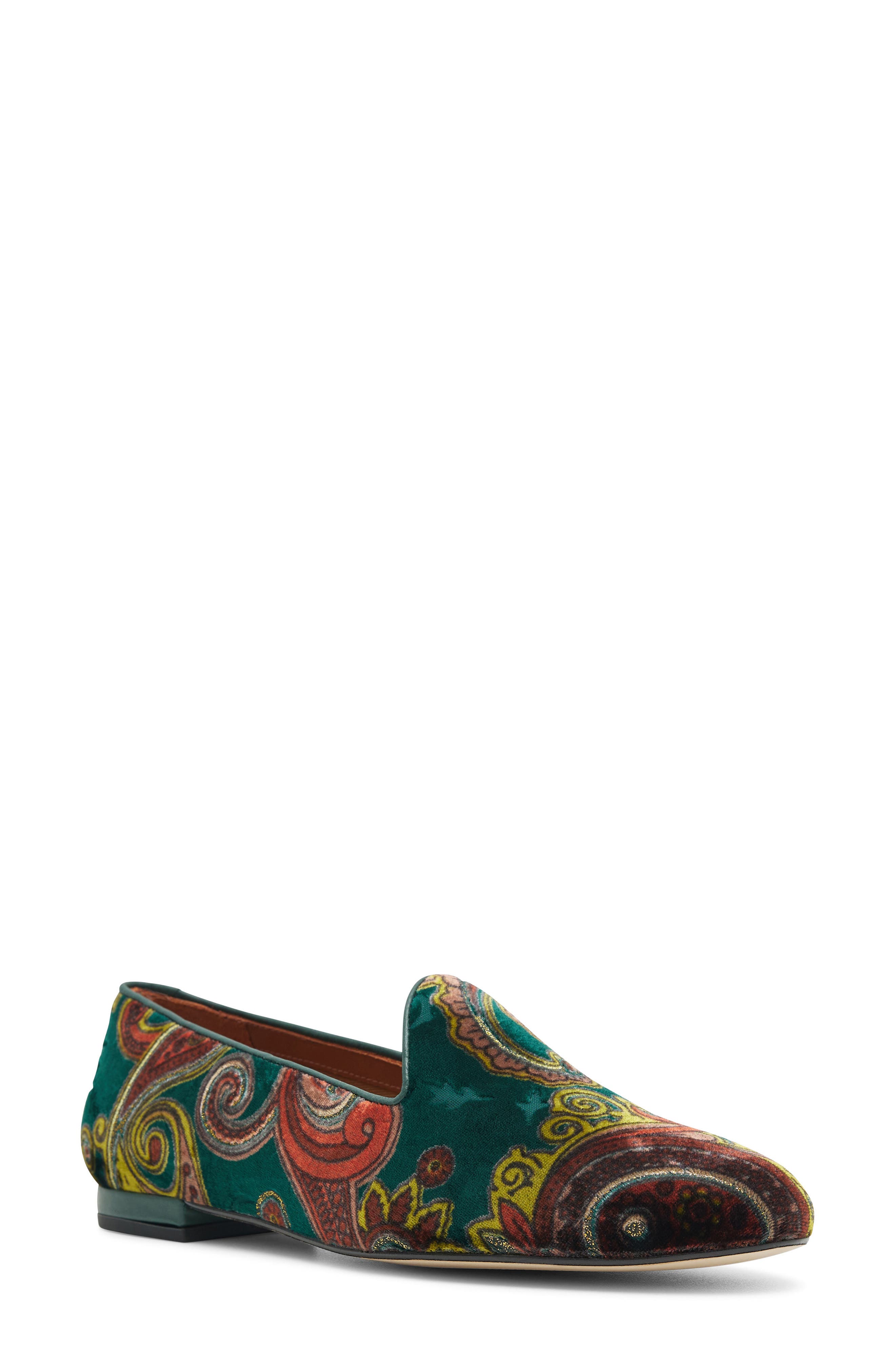 Jon Josef Gatsby Bow Velvet Venetian Loafer in Morrison Green 