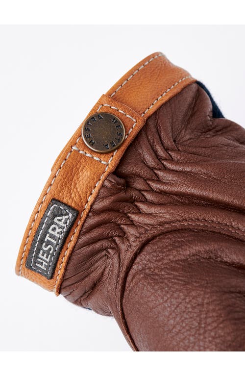 Shop Hestra Deerskin & Merino Wool Gloves In Navy/chocolate