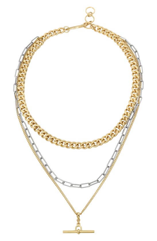 Shop Allsaints Carabiner Layered Necklace In Gold/ Rhodium