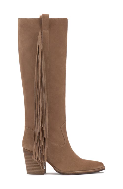 Shop Vince Camuto Pelia Fringe Knee High Boot In Oyster