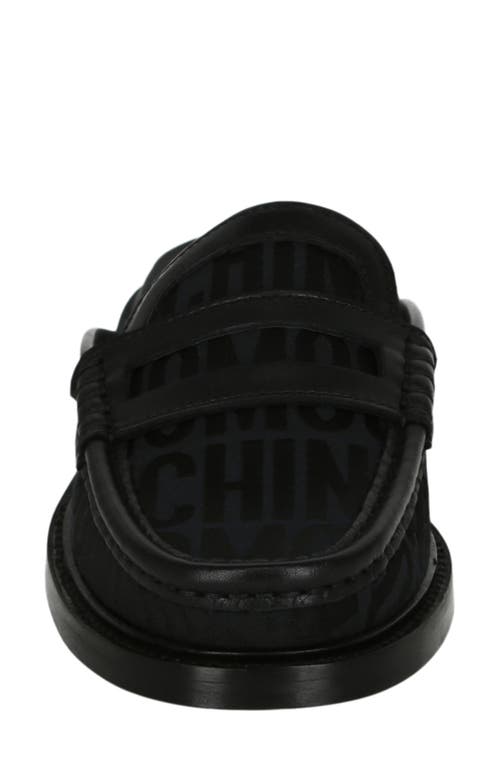 Moschino Logo Jacquard Loafer Mules In Black