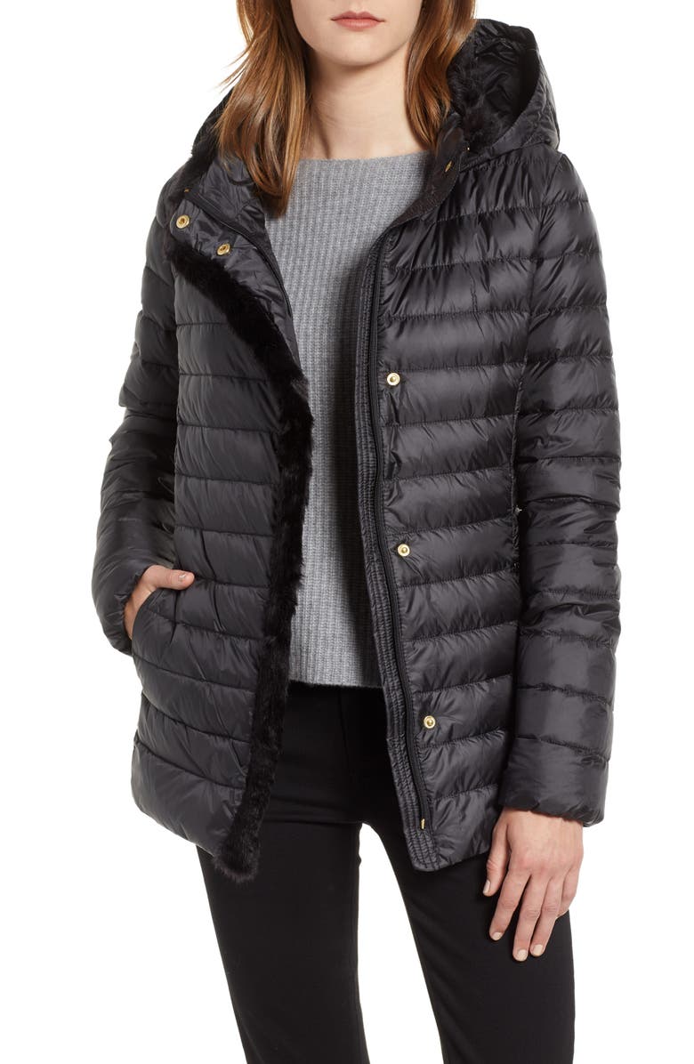 Cole Haan Signature Quilted Down Jacket with Faux Fur Trim | Nordstrom