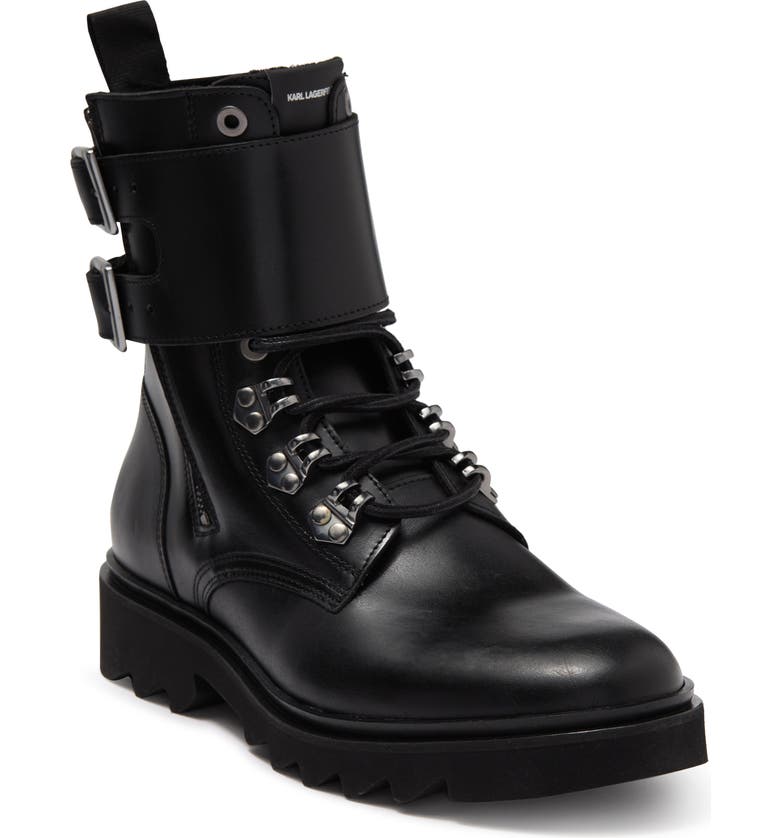 Karl Lagerfeld Paris Leather Double Buckle Strap Boot | Nordstromrack
