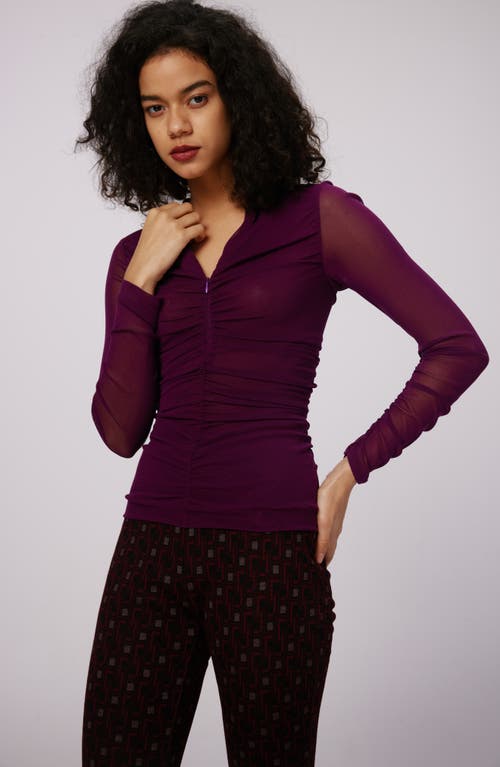 Shop Dvf Diane Von Furstenberg Julie Long Sleeve Top In Velvet Plum