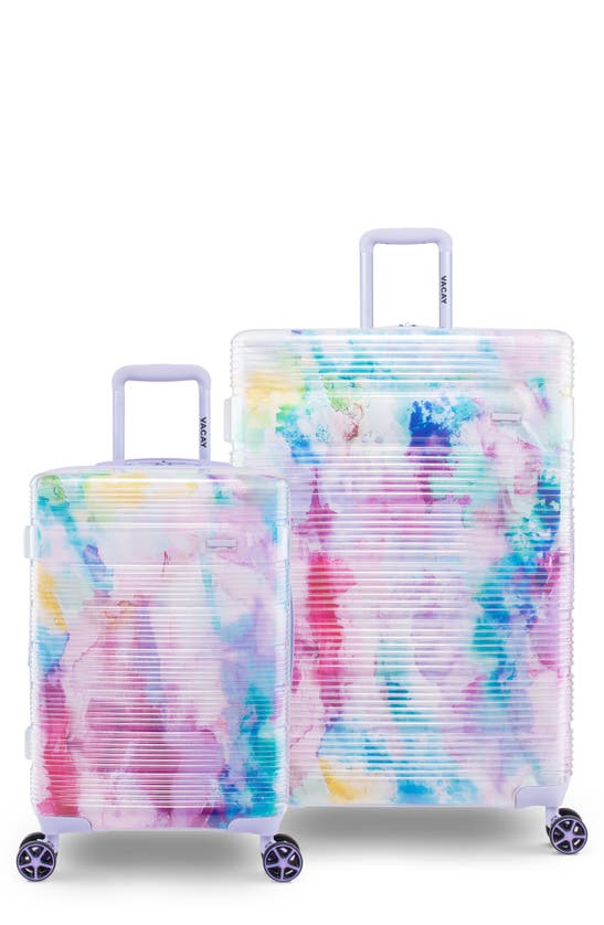Vacay Spotlight Clear 2-piece Lightweight Luggage Set In Bouquet
