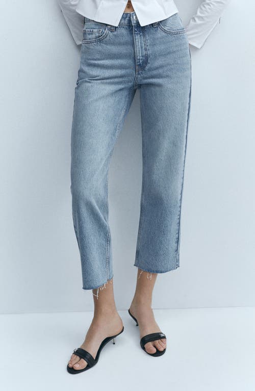 Mango Women's Straight-fit Cropped Jeans In Medium Blue