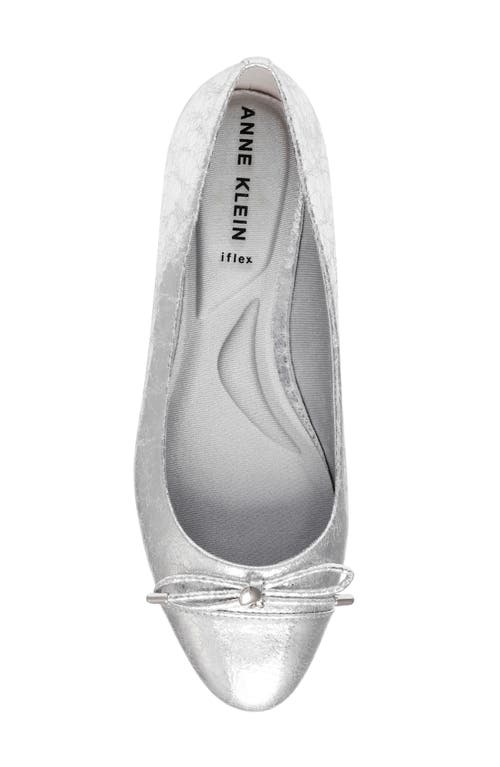 Shop Anne Klein Luci Cap Toe Ballet Flat In Silver Textured