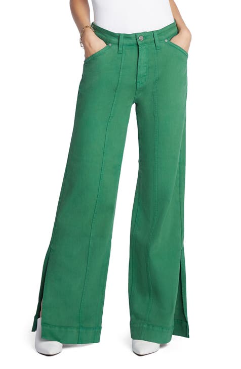 Women's Green High-Waisted Jeans