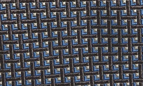 Shop David Donahue Geometric Pattern Silk Tie In Charcoal