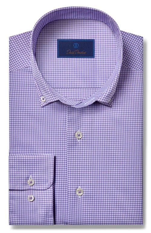 David Donahue Performance Check Stretch Dress Shirt in Lilac