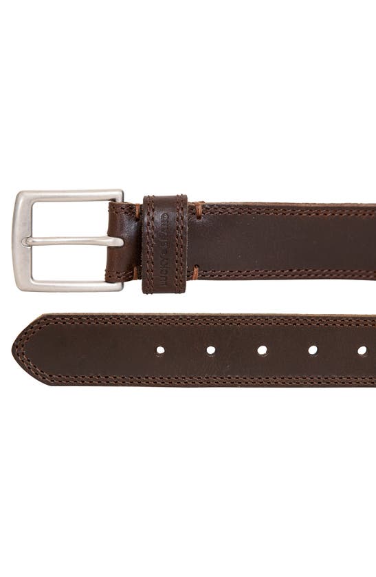 Shop Lucky Brand Stitch Bar Leather Belt In Brown