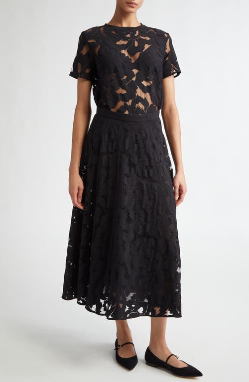 Shop Max Mara Studio Derna Floral Lace Top In Black