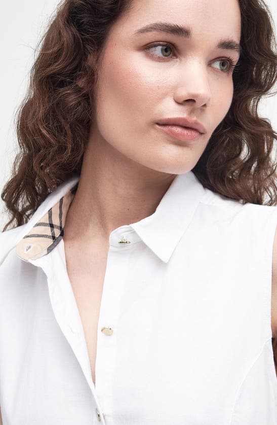 Barbour Reil Sleeveless Stretch Cotton Shirtdress In White