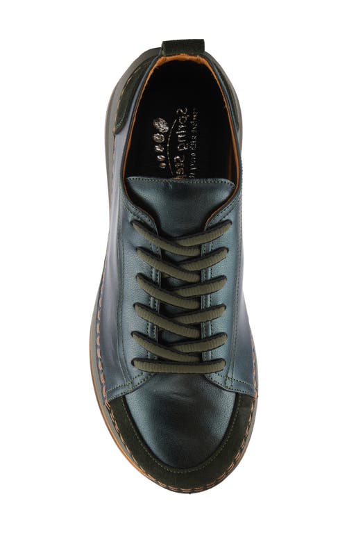 Spring Step Angolan Sneaker In Dark Green Metallic
