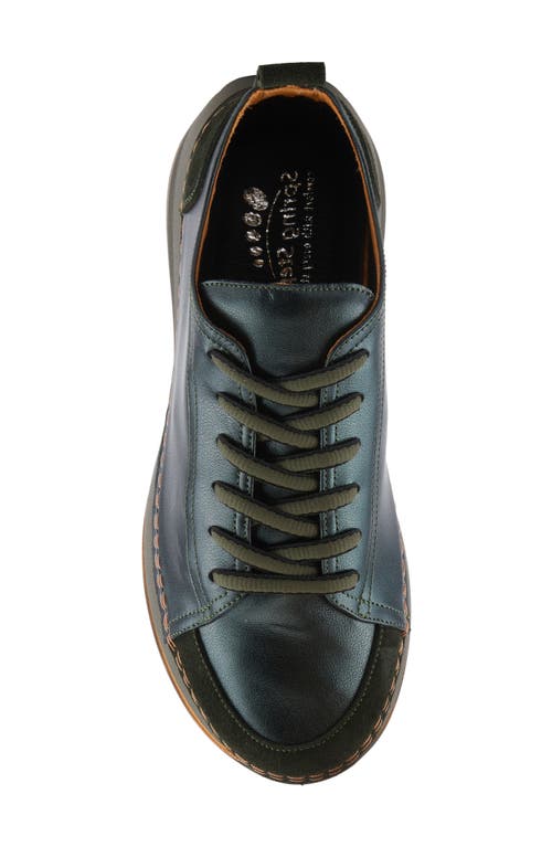 Shop Spring Step Angolan Sneaker In Dark Green Metallic