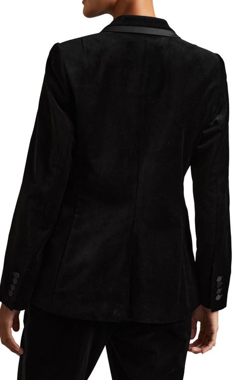 Shop Reiss Parisa Cotton Velveteen Tuxedo Jacket In Black