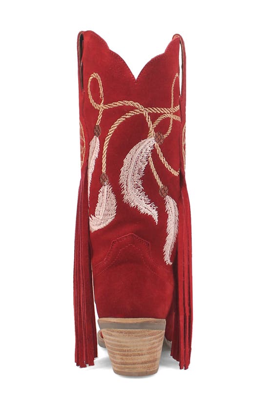 Dingo Day Dream Fringe Embroidered Western Boot In Red