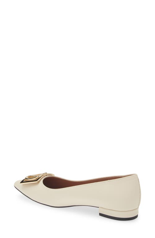 Valentino By Mario Valentino Flora Logo Buckle Pointed Toe Flat In Cream