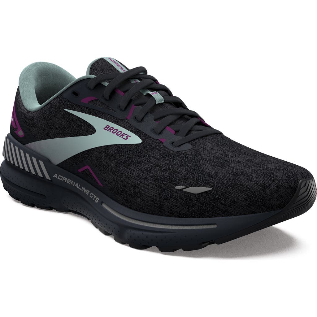 Brooks Adrenaline Gts 23 Sneaker In Black/light Blue/purple