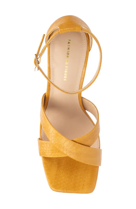 Fashion To Figure Marcie Snake Embossed Wedge Sandal In Yellow