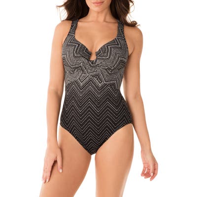 Miraclesuit Stitch Mix Escape Underwire One-Piece Swimsuit, Black