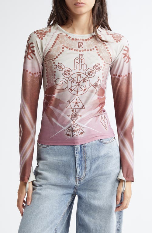 Paolina Russo Raglan Sleeve Jersey Top in Blush /Brown 