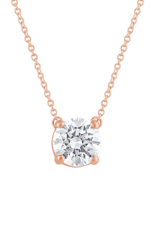 Shop Badgley Mischka Collection Round Cut Lab Created Diamond Necklace In Rose Gold