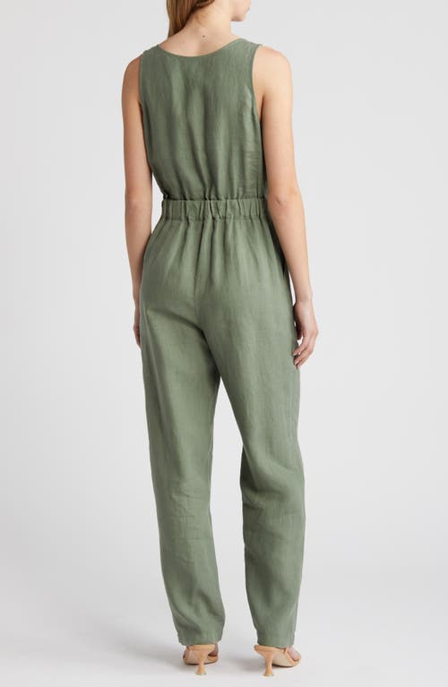 Shop Nation Ltd Kiara Sleeveless Linen Jumpsuit In Sea Spray