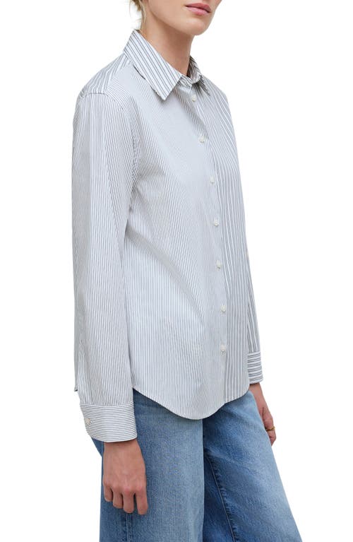 Madewell With-a-twist Stripe Poplin Button-up Shirt In Eyelet White