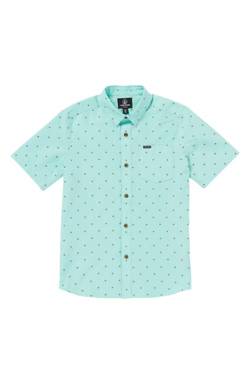 Volcom Kids' Geo Print Short Sleeve Button-Up Shirt Crete Blue at