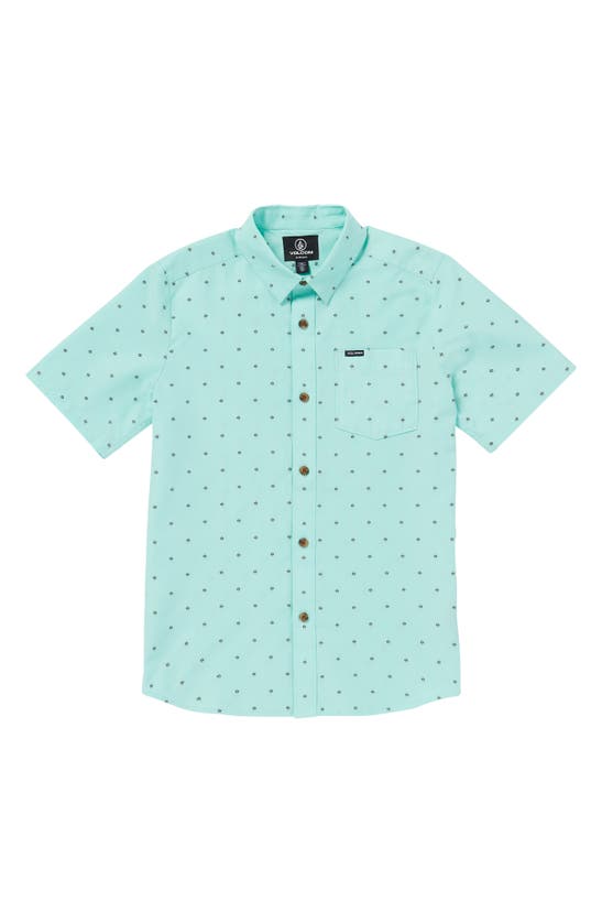 VOLCOM VOLCOM KIDS' GEO PRINT SHORT SLEEVE BUTTON-UP SHIRT