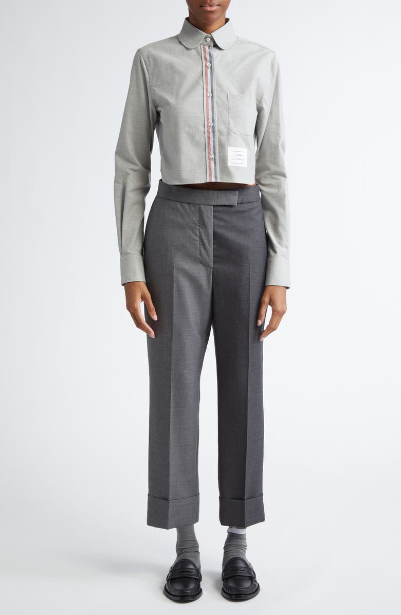 Thom Browne Classic Funmix Wool Twill Trousers, Alternate, color,