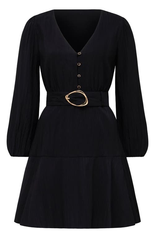 Shop Ever New Danica Belted Long Sleeve Minidress In Black