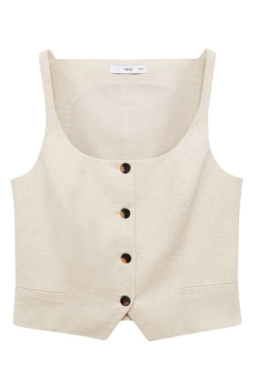 Mango Buttons Cotton Top Ecru In Light Beige