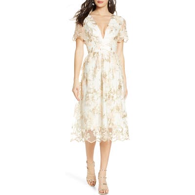 Chi Chi London Betty Lace Cocktail Dress, Beige