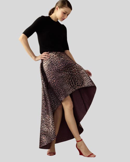 Shop Cynthia Rowley Leopardess Satin Skirt In Brown