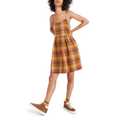 Madewell Plaid Babydoll Cami Dress, Green