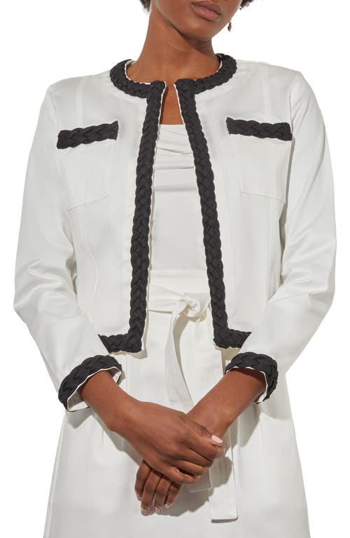 Ming Wang Contrast Trim Jacket In White/black