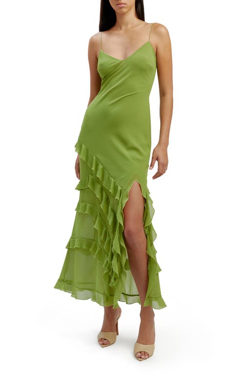 Shop Bardot Cantara Ruffle Maxi Dress In Apple Green