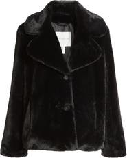 Avec les filles notch deals collar faux fur coat