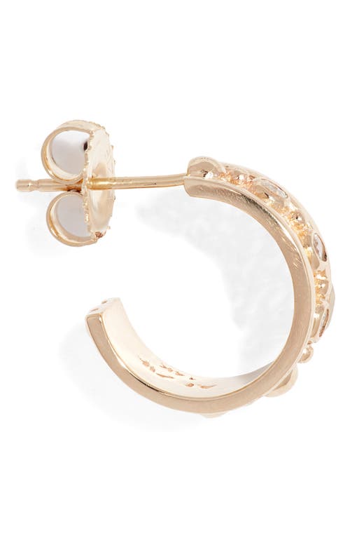 Anzie Dew Drop Marine Huggie Hoop Earrings In Gold/diamond